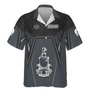 Railspirit Personalized New York Central Railroad Hawaiian Shirt Steam Locomotive Engine Graphic Train Shirt All Over Print