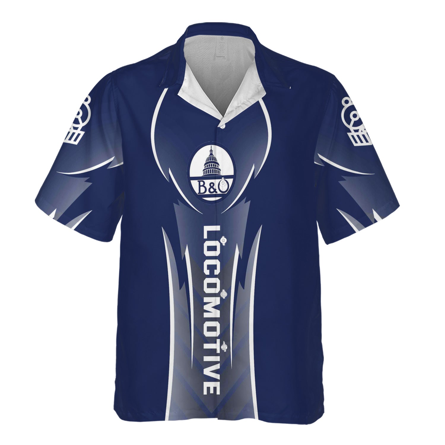 Railspirit Personalized Baltimore and Ohio Railroad Hawaiian Shirt Striking Line Style B&O Train Shirt For Locomotive Lovers