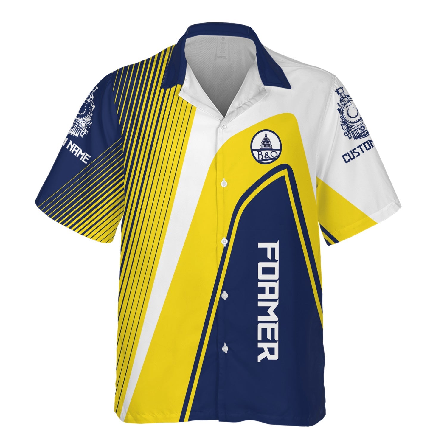 Railspirit Personalized Baltimore and Ohio Railroad Hawaiian Shirt Vibrant Striking Style B&O Shirt For Rail Enthusiasts