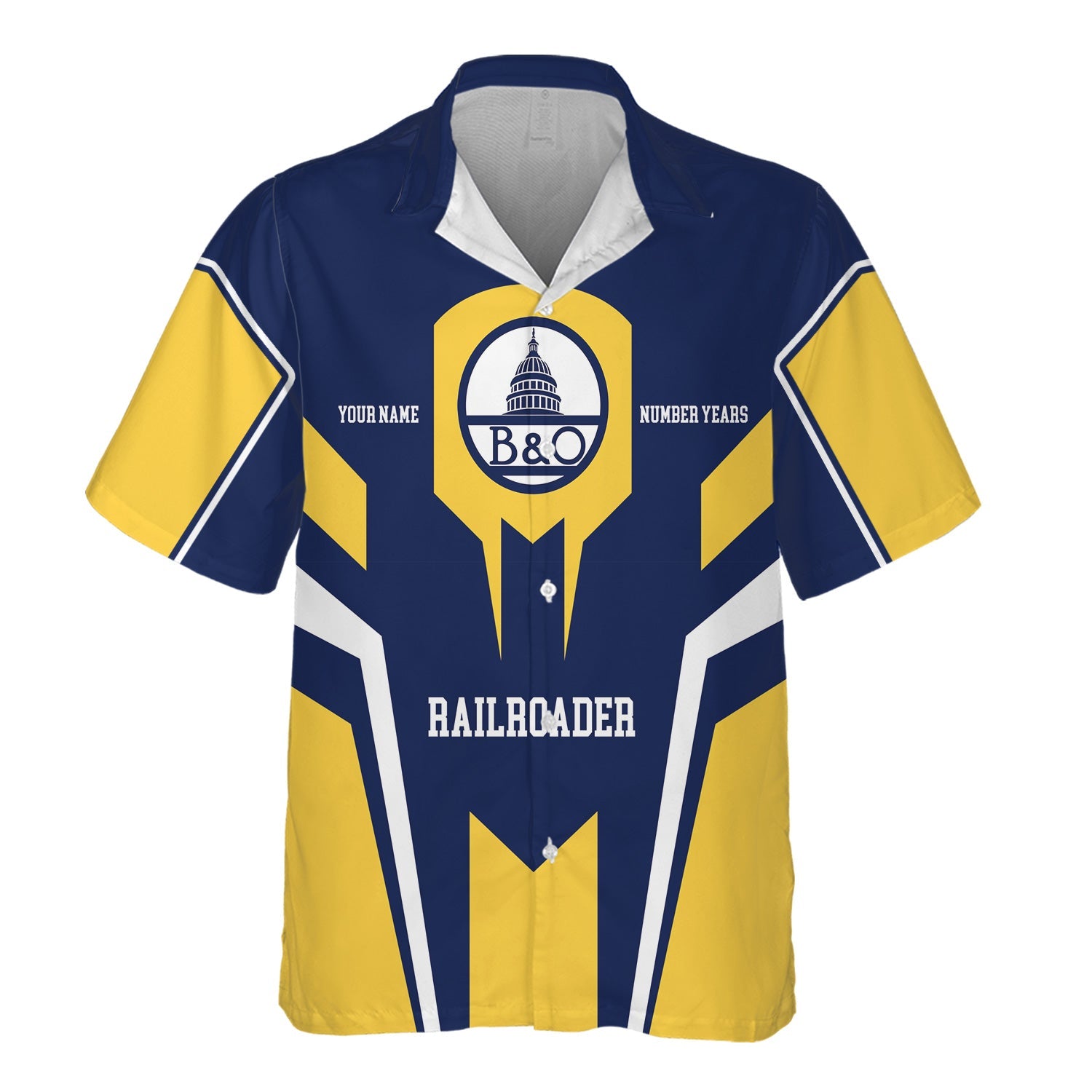 Railspirit Personalized Baltimore and Ohio Railroad Hawaiian Shirt Custom Year Railroader B&O Shirt Gift Idea For Train Lover