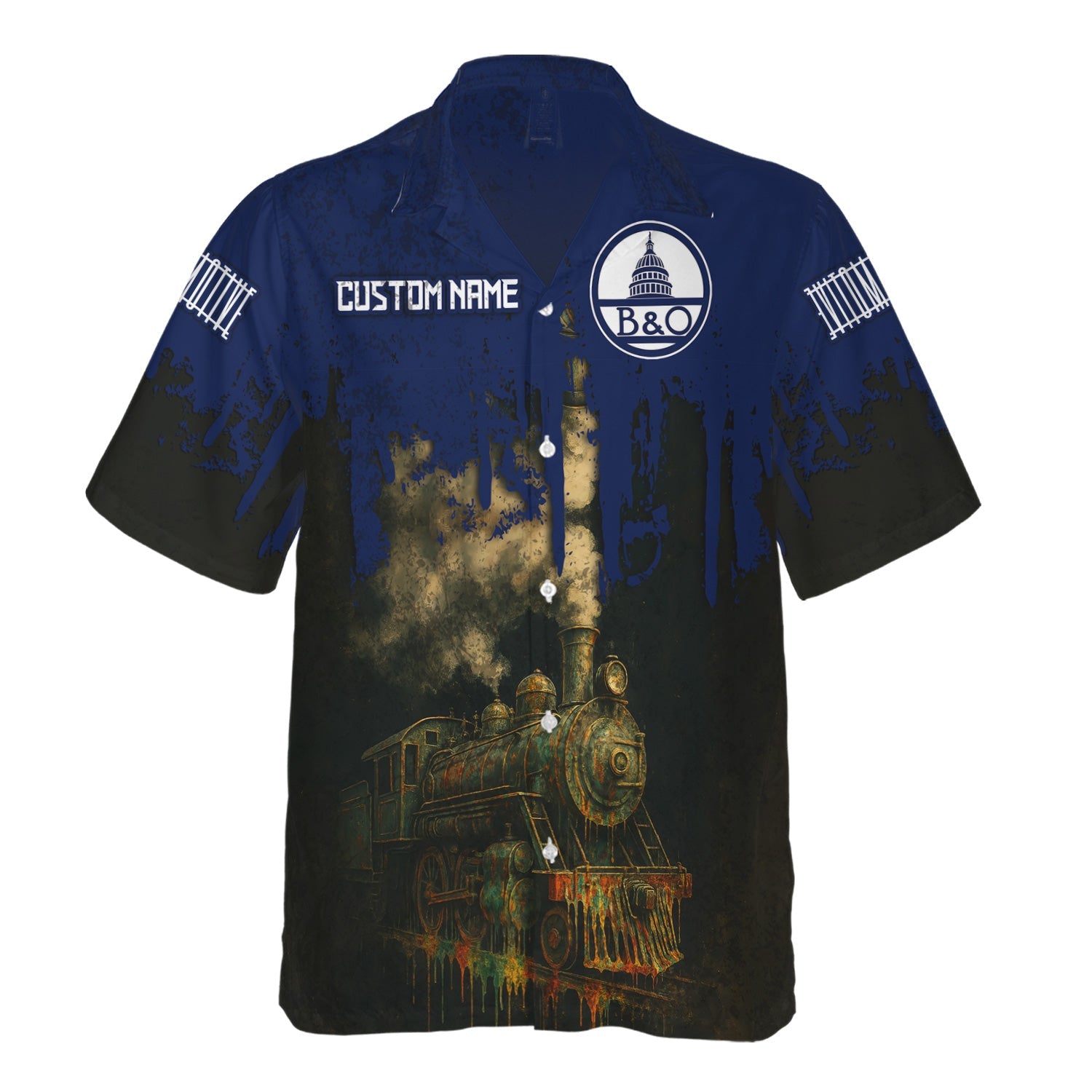 Railspirit Personalized Baltimore and Ohio Railroad Hawaiian Shirt Vintage Train Art Style B&O Shirt For Locomotive Fans