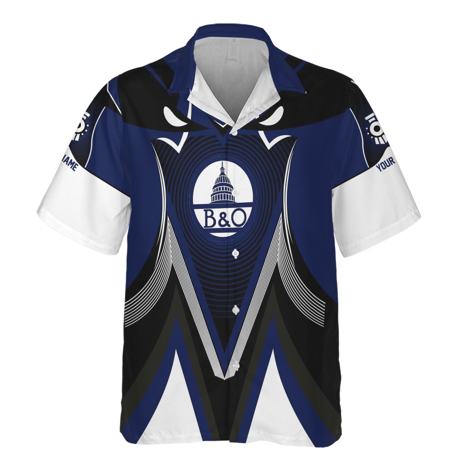 Railspirit Personalized Baltimore and Ohio Railroad Hawaiian Shirt Vibrant Graphic Pattern B&O Shirt For Train Enthusiasts