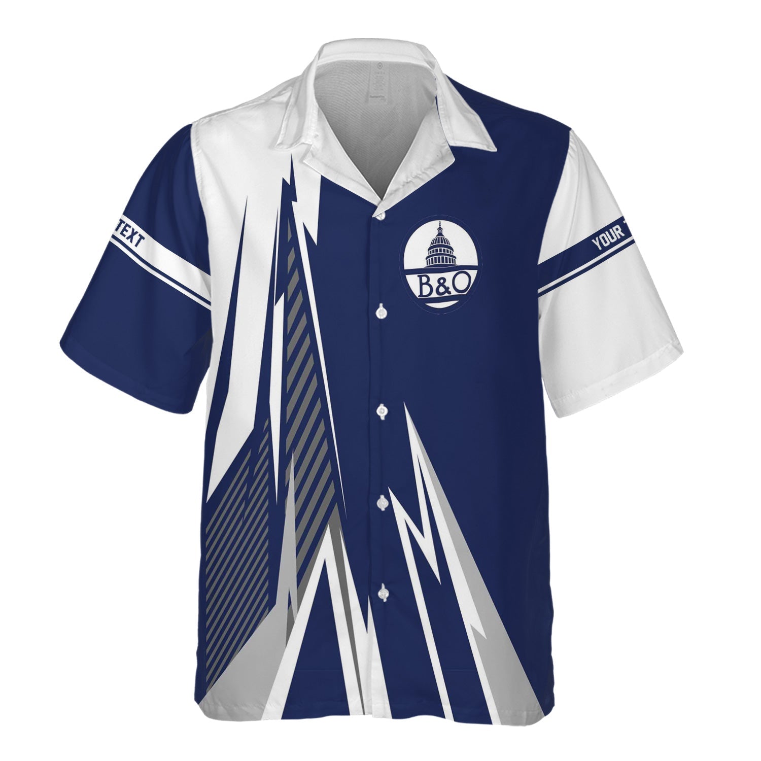 Railspirit Personalized Baltimore and Ohio Railroad Hawaiian Shirt Lightning-Inspired Railway Style B&O Shirt For Train Lovers