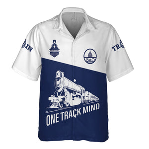 Railspirit Personalized Baltimore and Ohio Railroad Hawaiian Shirt One Track Mind Unisex Train Shirt Gift Idea For Train Lover
