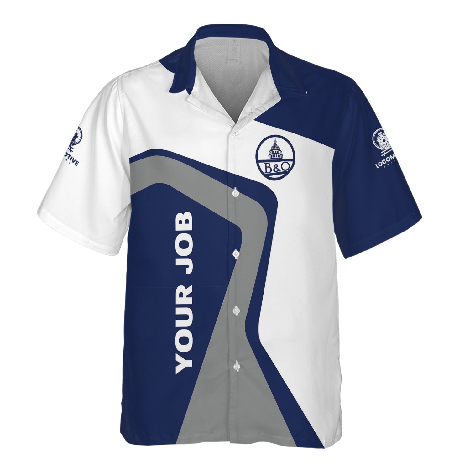 Railspirit Personalized Baltimore and Ohio Railroad Hawaiian Shirt Unique Design with Custom Job Position B&O Train Shirt
