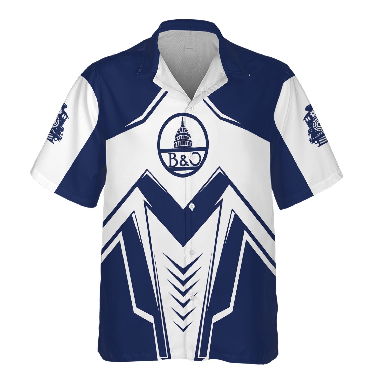 Railspirit Personalized Baltimore and Ohio Railroad Hawaiian Shirt Railway Trainspotter Style B&O Shirt Gift Idea For Foamers