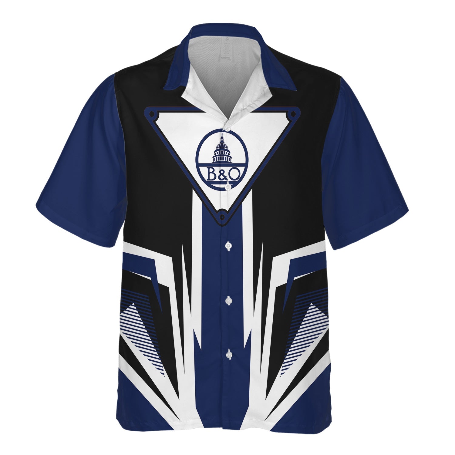 Railspirit Baltimore and Ohio Railroad Hawaiian Shirt Bold Graphic Style B&O All Over Printed Shirt