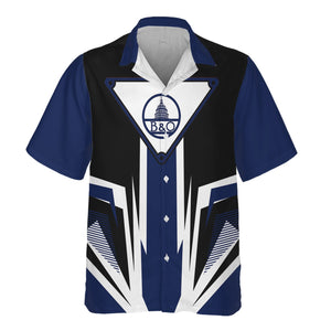 Railspirit Baltimore and Ohio Railroad Hawaiian Shirt Bold Graphic Style B&O All Over Printed Shirt