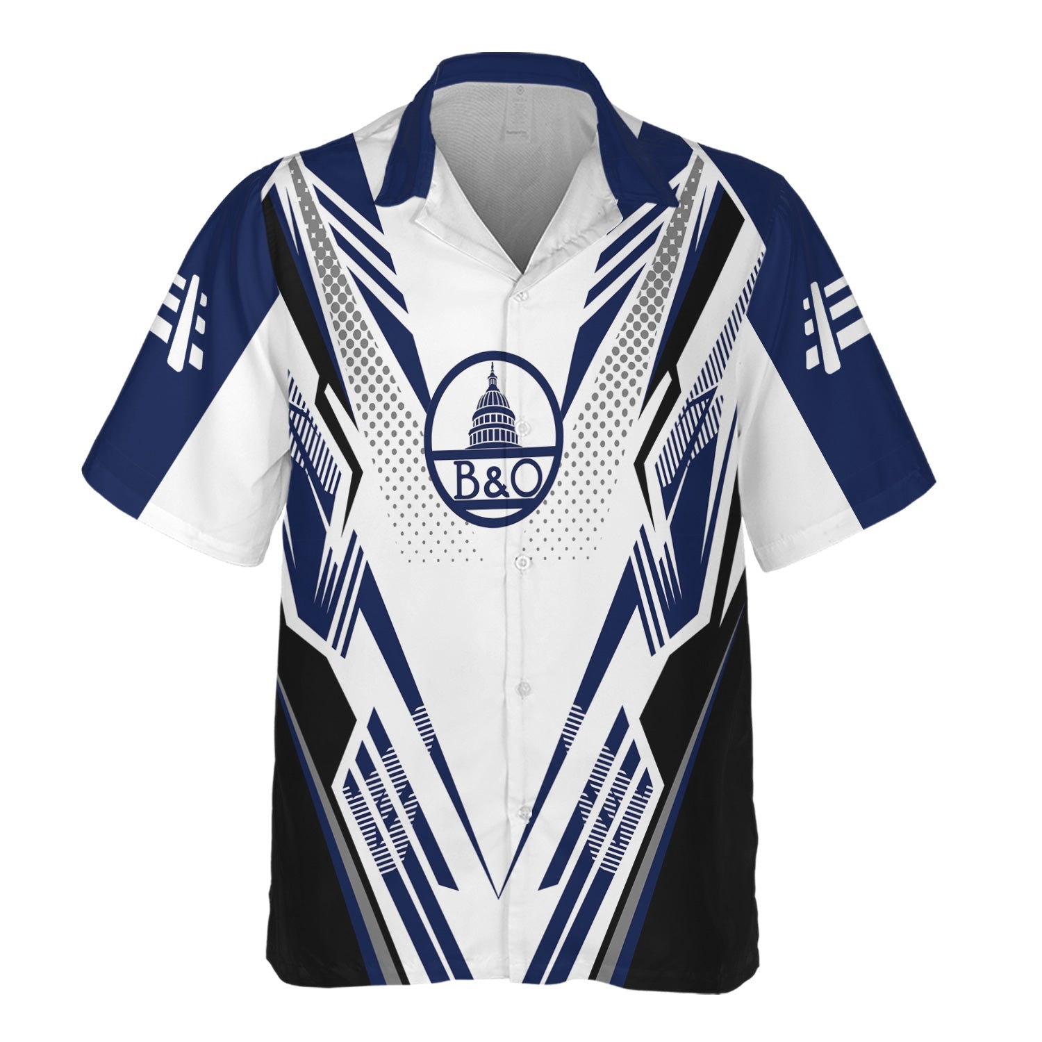 Railspirit Personalized Baltimore and Ohio Railroad Hawaiian Shirt Railroad Tribute Design B&O Train Shirt for Train Lovers