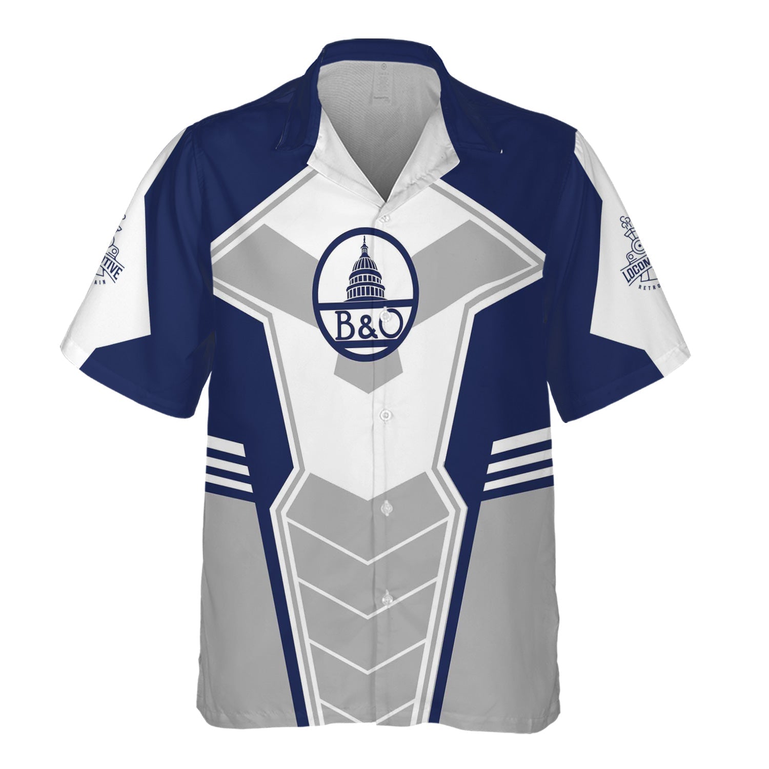 Railspirit Personalized Baltimore and Ohio Railroad Hawaiian Shirt Engine-Inspired Style B&O Train Shirt for Railroad Fanatic