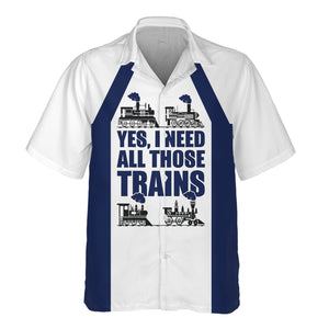 Railspirit Custom Name Baltimore and Ohio Railroad Hawaiian Shirt Yes I Need All Those Train B&O Printed Shirt