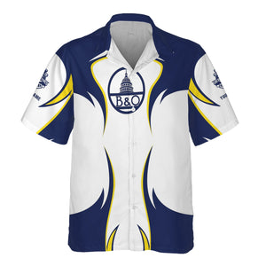 Railspirit Personalized Baltimore and Ohio Railroad Hawaiian Shirt Distinctive Flame Style B&O Shirt For Steam Engine Addict