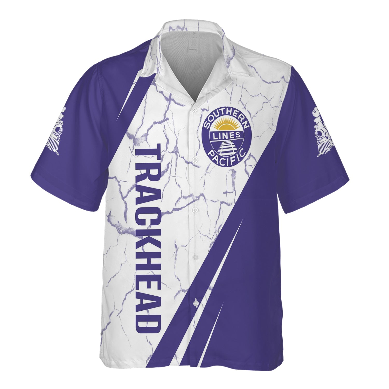 Railspirit Personalized Southern Pacific Railroad Hawaiian Shirt Crackle Texture Style Shirt For Trackhead