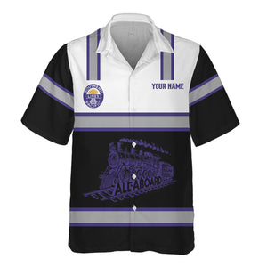 Railspirit Custom Name Southern Pacific Railroad Hawaiian Shirt Eat Train Sleep Repeat Printed Train Shirt