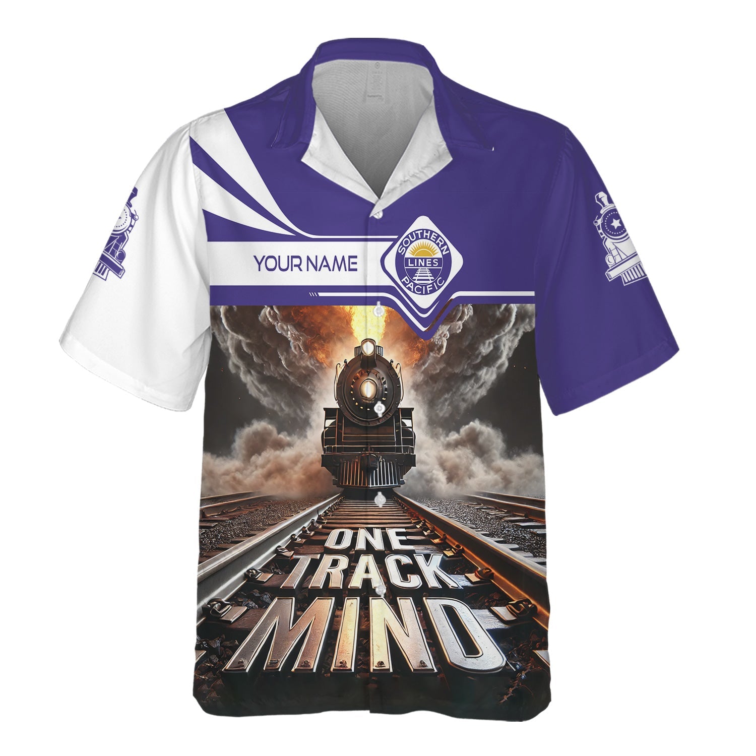 Railspirit Personalized Southern Pacific Railroad Hawaiian Shirt One Track Mind Train Printed Shirt