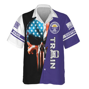 Railspirit Personalized Southern Pacific Railroad Hawaiian Shirt Train Skull American Flag Shirt All Over Print