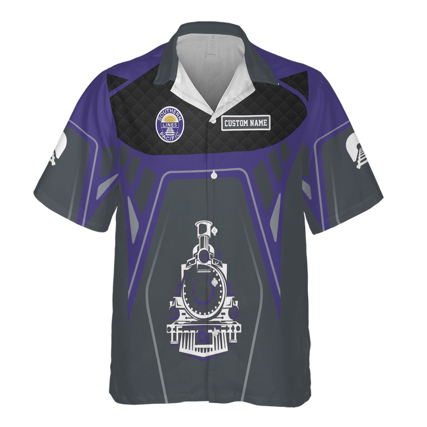 Railspirit Personalized Southern Pacific Railroad Hawaiian Shirt Steam Locomotive Engine Graphic Train Shirt All Over Print