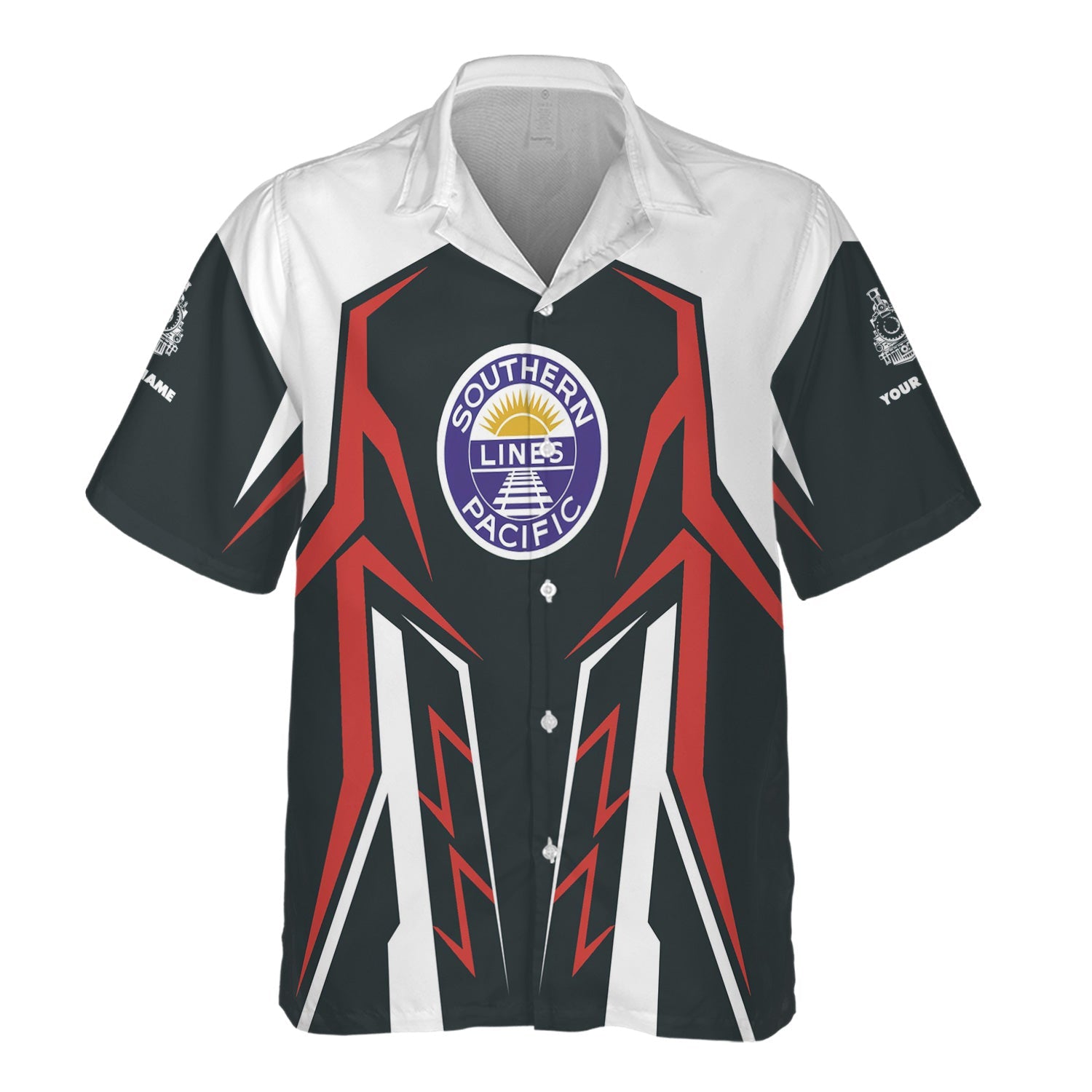 Railspirit Personalized Southern Pacific Railroad Hawaiian Shirt Futuristic Design with Custom Job Train Shirt