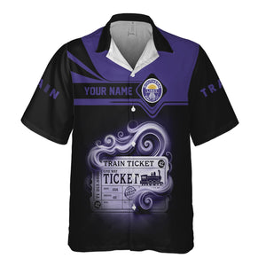 Railspirit Personalized Southern Pacific Railroad Hawaiian Shirt Train Ticket American Locomotive Printed Train