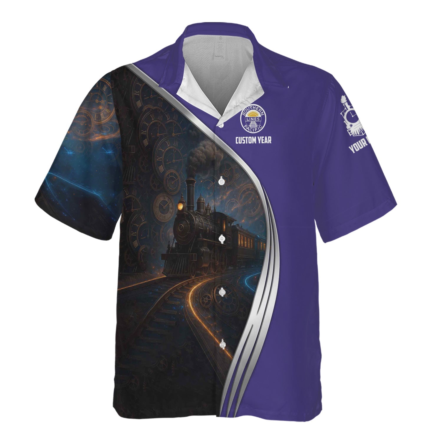 Railspirit Personalized Southern Pacific Railroad Hawaiian Shirt Steampunk Locomotive with Custom Year Train Shirt