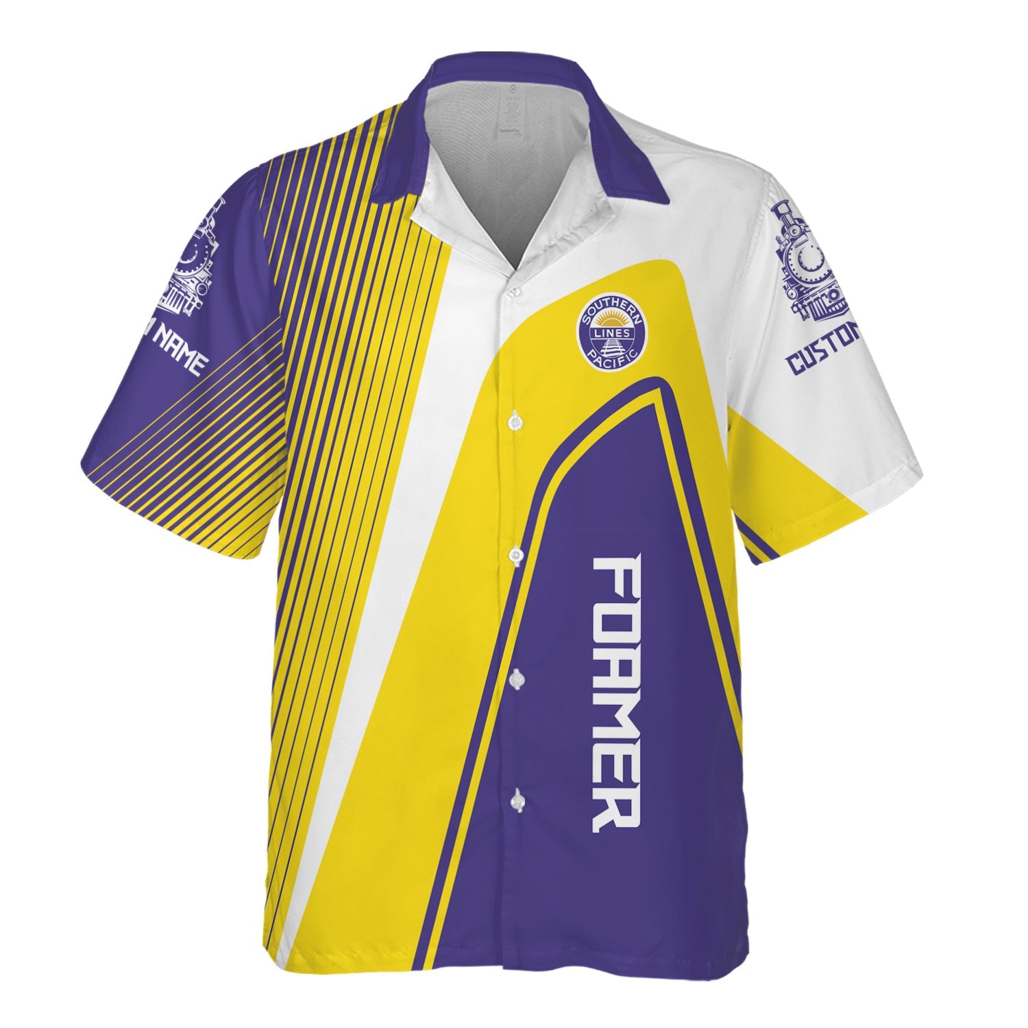 Railspirit Personalized Southern Pacific Railroad Hawaiian Shirt Vibrant Striking Style Shirt For Rail Enthusiasts