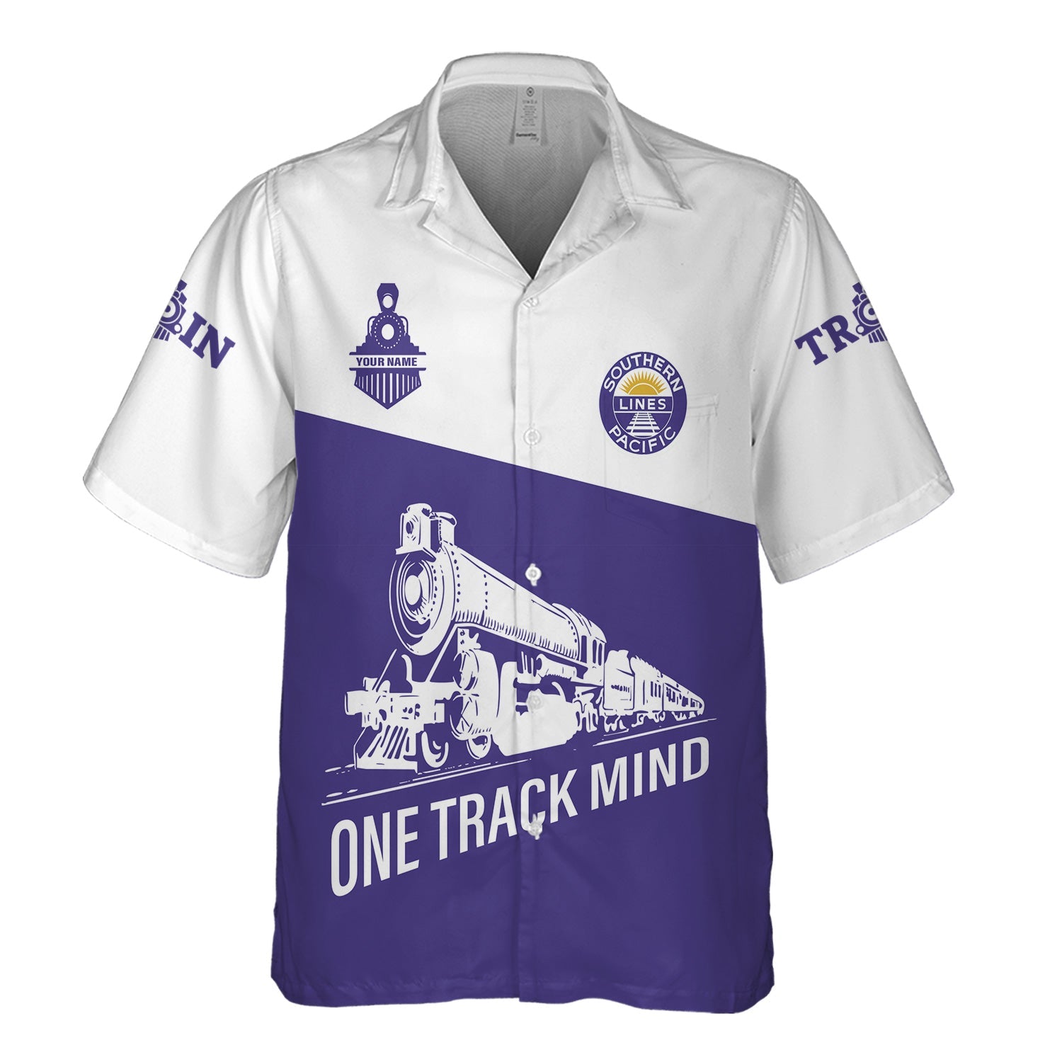 Railspirit Personalized Southern Pacific Railroad Hawaiian Shirt One Track Mind Unisex Train Shirt Gift Idea For Train Lover