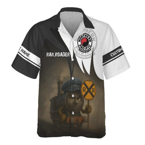 Railspirit Personalized Northern Pacific Railway Hawaiian Shirt Angry Train Hawaiian Shirt Gift Idea For Train Lover