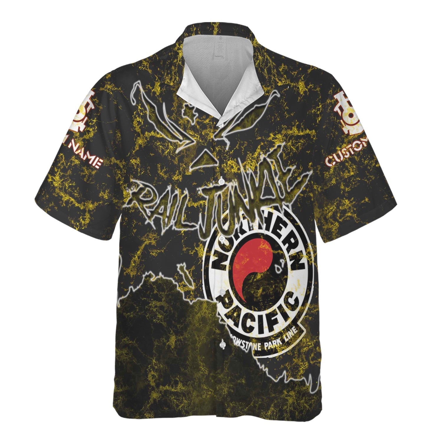Railspirit Personalized Northern Pacific Railway Hawaiian Shirt Torn Graphic Style Train Shirt For Rail Junkie