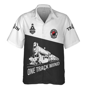Railspirit Personalized Northern Pacific Railway Hawaiian Shirt One Track Mind Unisex Train Shirt Gift Idea For Train Lover