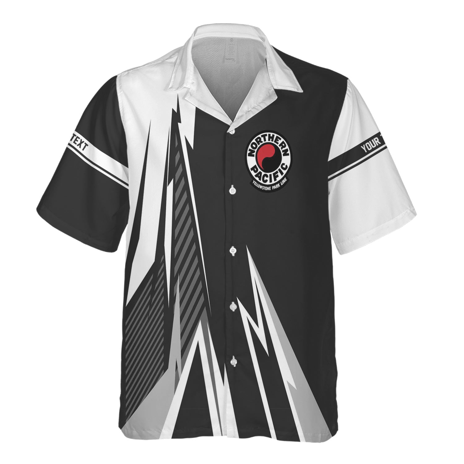 Railspirit Personalized Northern Pacific Railway Hawaiian Shirt Lightning-Inspired Railway Style Shirt For Train Lovers