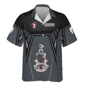 Railspirit Personalized Great Northern Railway Hawaiian Shirt Steam Locomotive Engine Graphic GNR Train Shirt All Over Print