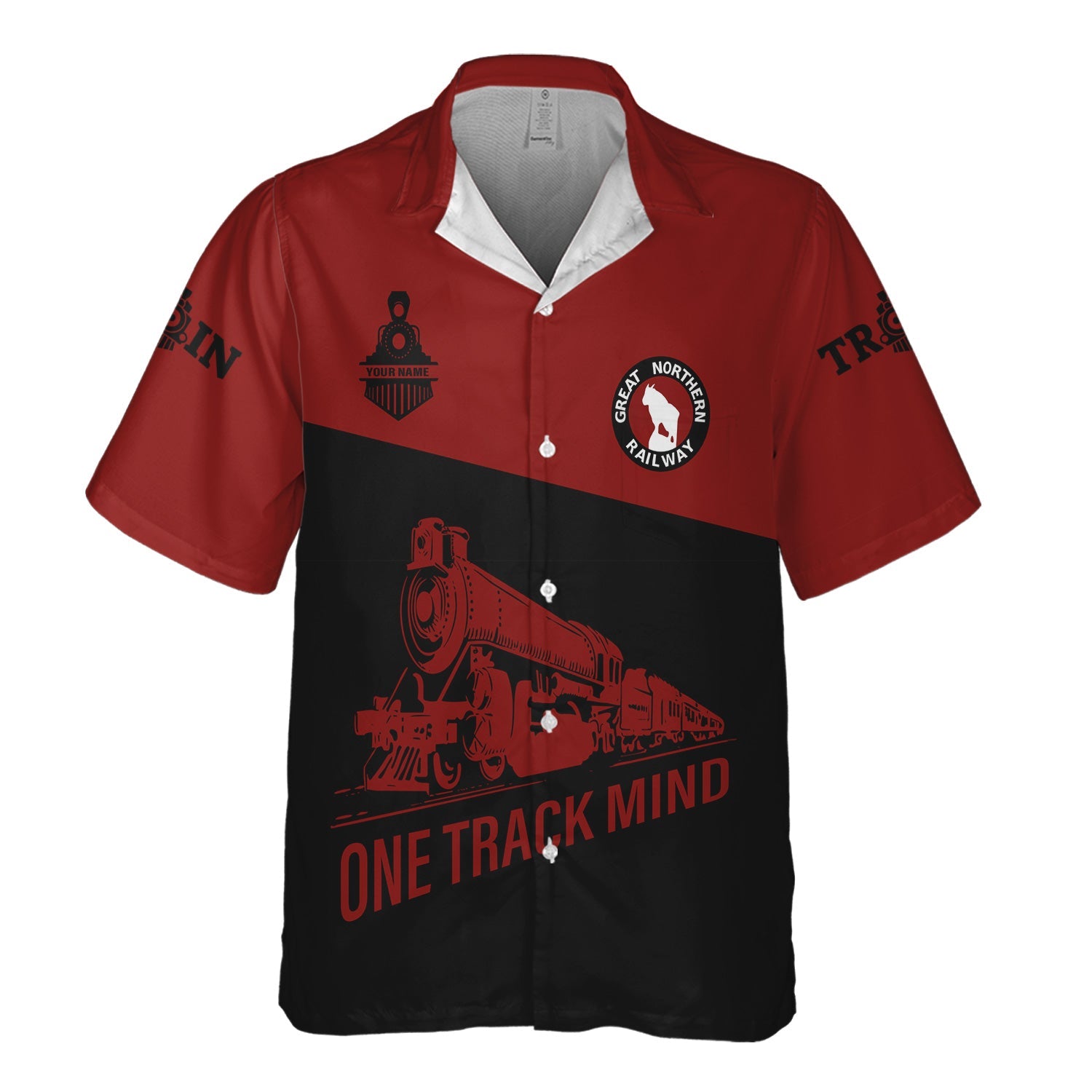 Railspirit Personalized Great Northern Railway Hawaiian Shirt One Track Mind Unisex Train Shirt Gift Idea For Train Lover