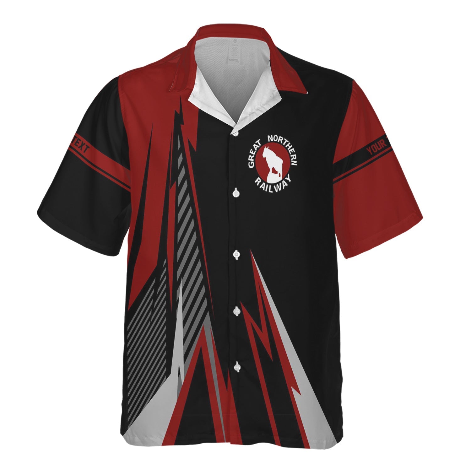 Railspirit Personalized Great Northern Railway Hawaiian Shirt Lightning-Inspired Railway Style GNR Shirt For Train Lovers