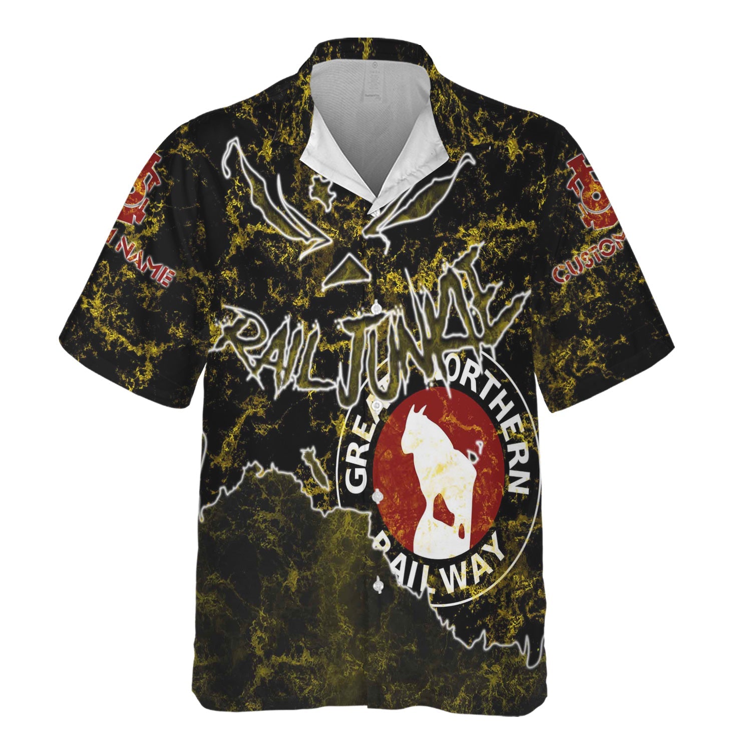 Railspirit Personalized Great Northern Railway Hawaiian Shirt Torn Graphic Style GNR Train Shirt For Rail Junkie