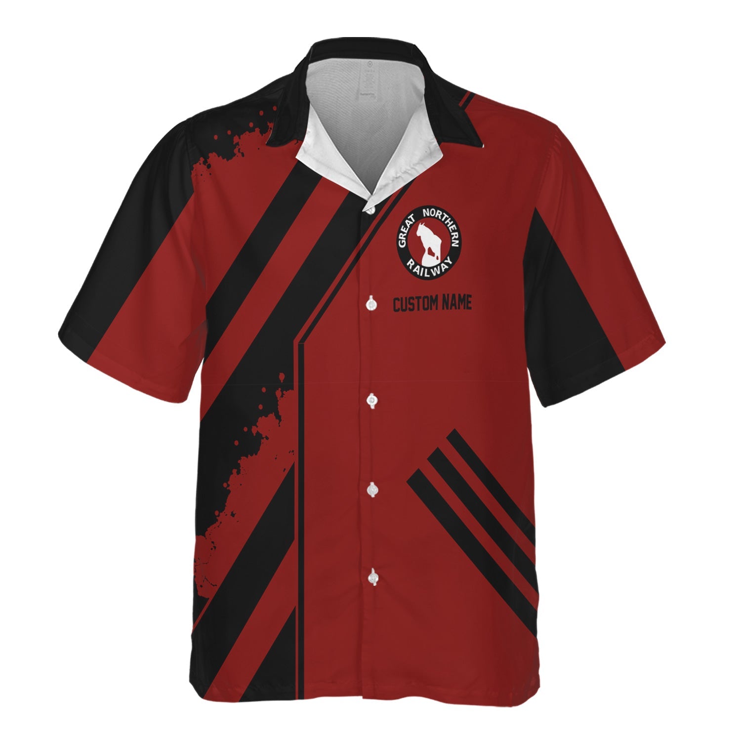 Railspirit Personalized Great Northern Railway Hawaiian Shirt Locomotive Design GNR Train Shirt for Train Enthusiast