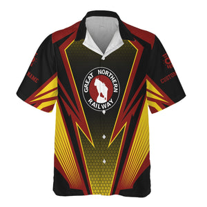 Railspirit Personalized Great Northern Railway Hawaiian Shirt Lightning Graphic Style GNR Shirt Gift Idea For Train Lover