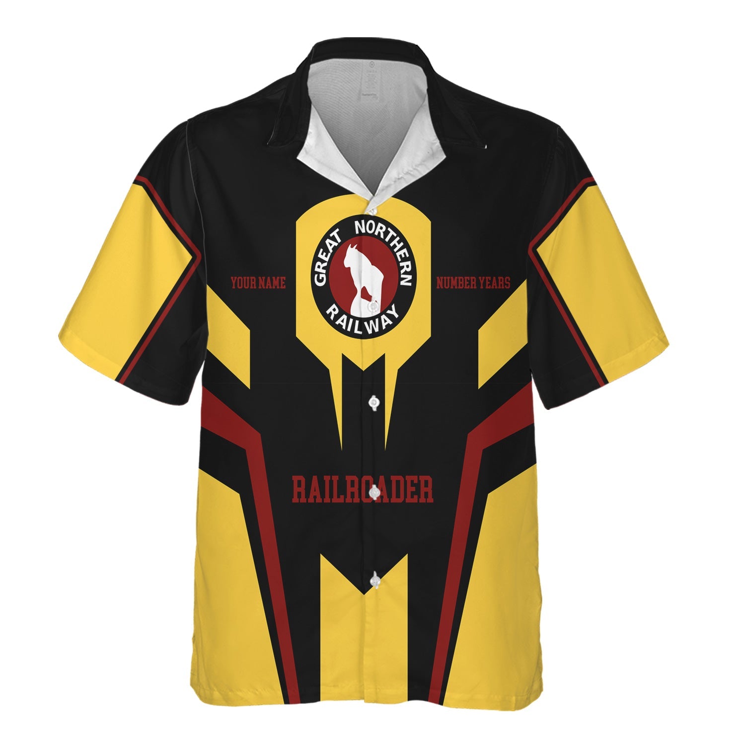 Railspirit Personalized Great Northern Railway Hawaiian Shirt Custom Year Railroader GNR Shirt Gift Idea For Train Lover