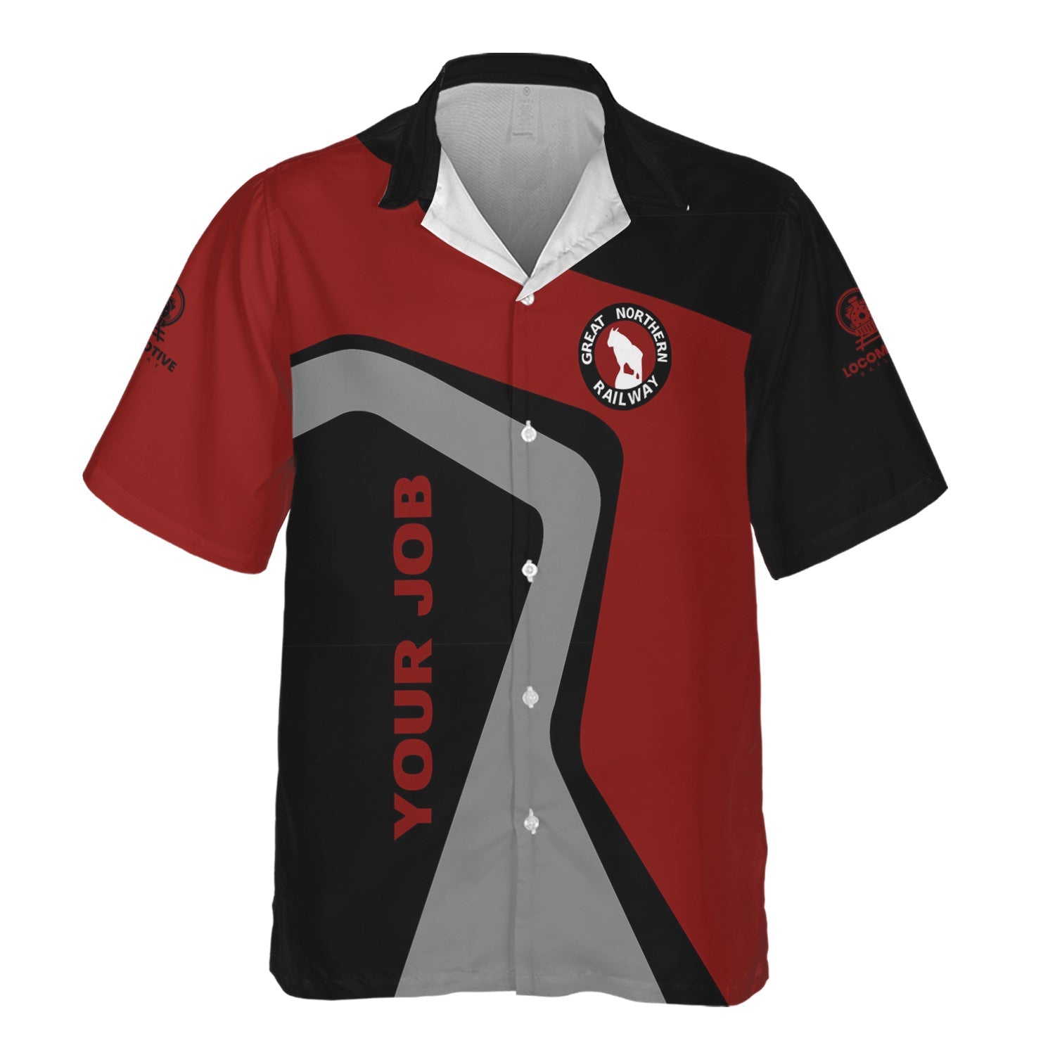 Railspirit Personalized Great Northern Railway Hawaiian Shirt Unique Design with Custom Job Position GNR Train Shirt