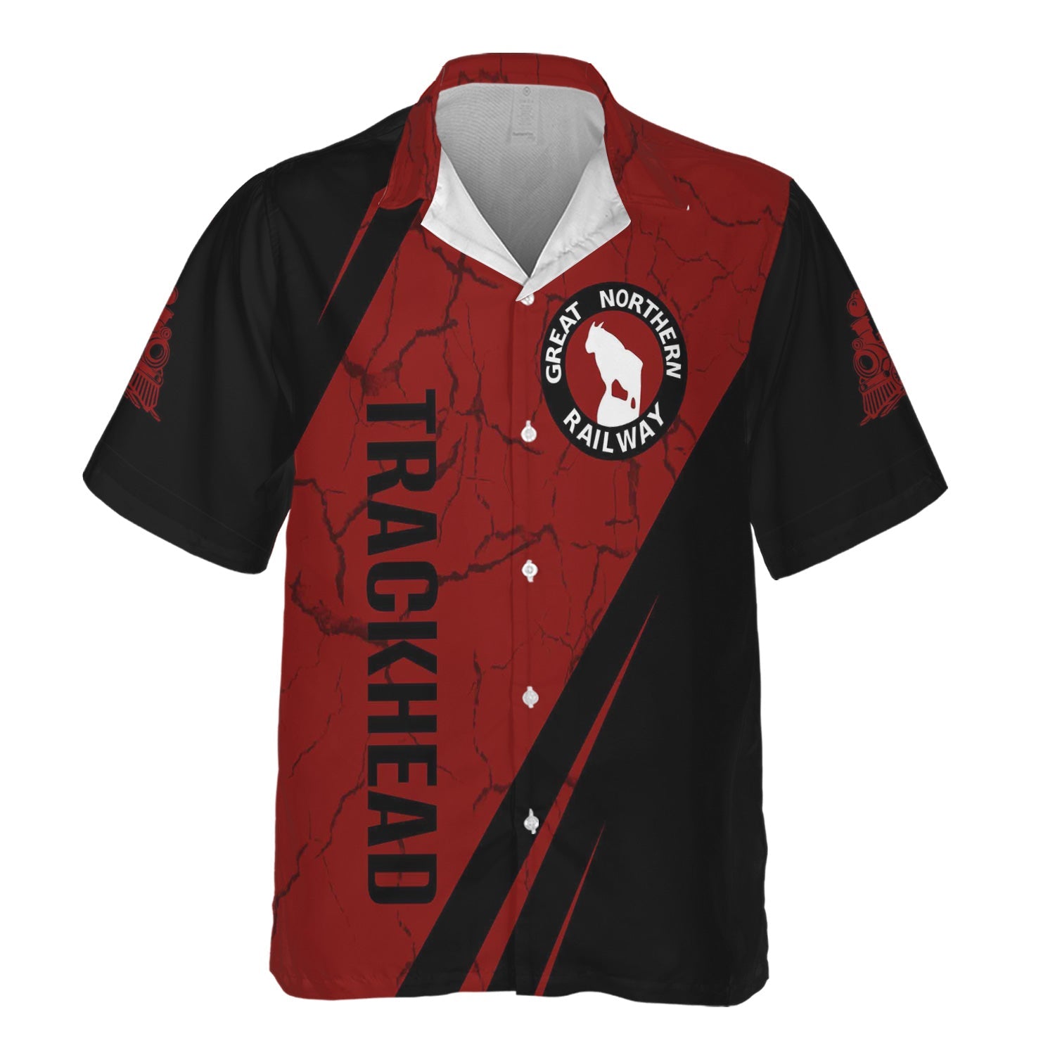 Railspirit Personalized Great Northern Railway Hawaiian Shirt Crackle Texture Style GNR Shirt For Trackhead