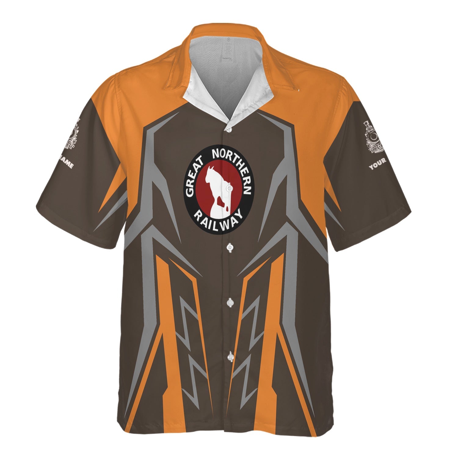 Railspirit Personalized Great Northern Railway Hawaiian Shirt Futuristic Design with Custom Job GNR Train Shirt