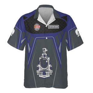 Railspirit Personalized Chicago, Burlington and Quincy Railroad Hawaiian Shirt Steam Locomotive Engine Graphic Train Shirt All Over Print