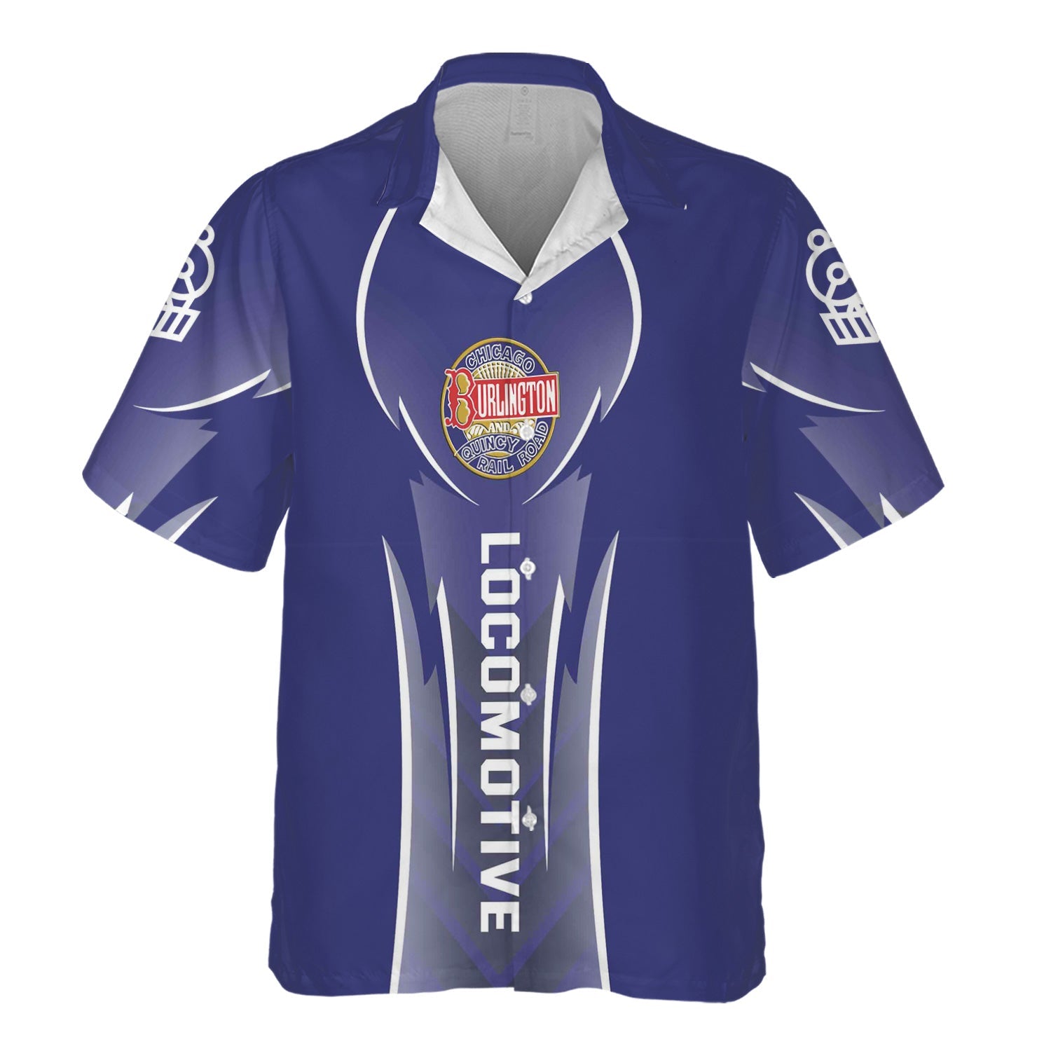 Railspirit Personalized Chicago, Burlington and Quincy Railroad Hawaiian Shirt Striking Line Style Train Shirt For Locomotive Lovers