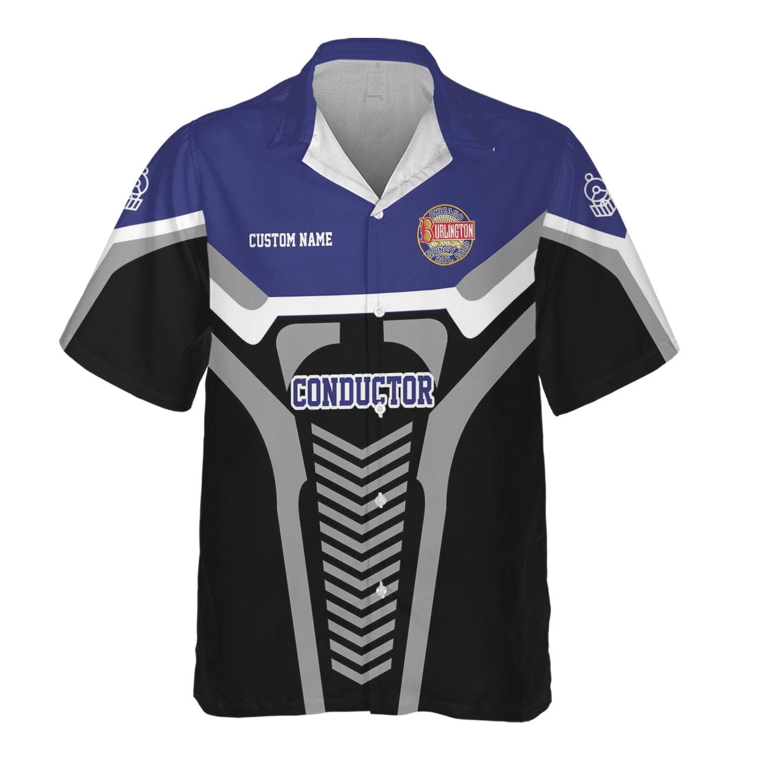 Railspirit Personalized Chicago, Burlington and Quincy Railroad Hawaiian Shirt Track-Inspired with Custom Job Position Train Shirt