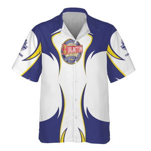 Railspirit Personalized Chicago, Burlington and Quincy Railroad Hawaiian Shirt Distinctive Flame Style Shirt For Steam Engine Addict