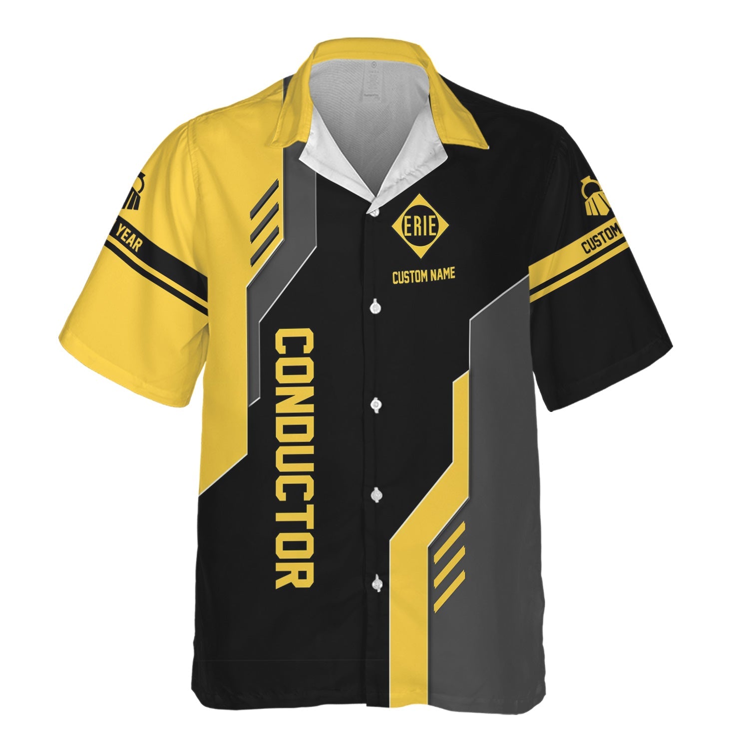 Railspirit Personalized Erie Railroad Hawaiian Shirt Unique Railway Style with Custom Job Train Shirt