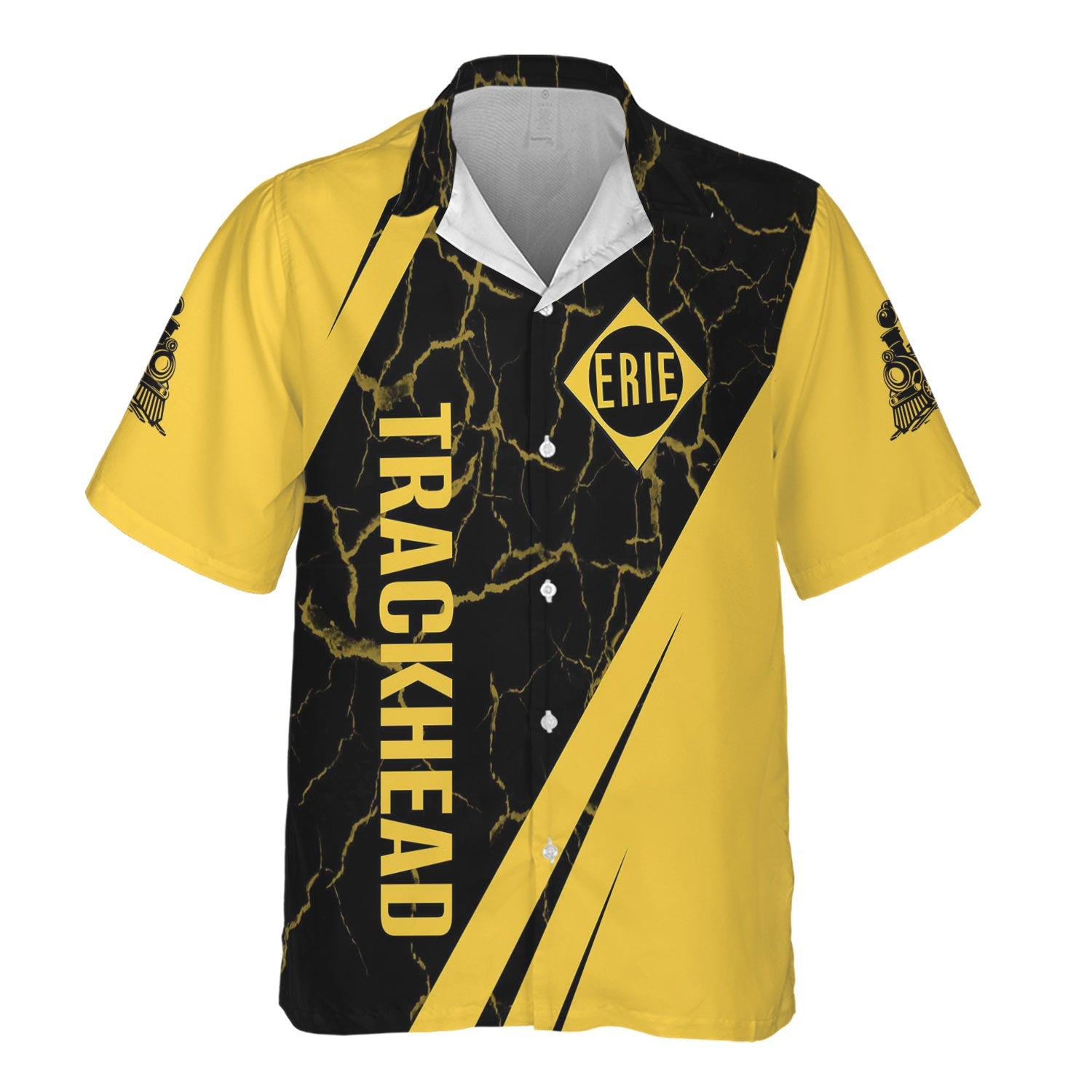 Railspirit Personalized Erie Railroad Hawaiian Shirt Crackle Texture Style Shirt For Trackhead
