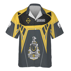 Railspirit Personalized Erie Railroad Hawaiian Shirt Steam Locomotive Engine Graphic Train Shirt All Over Print