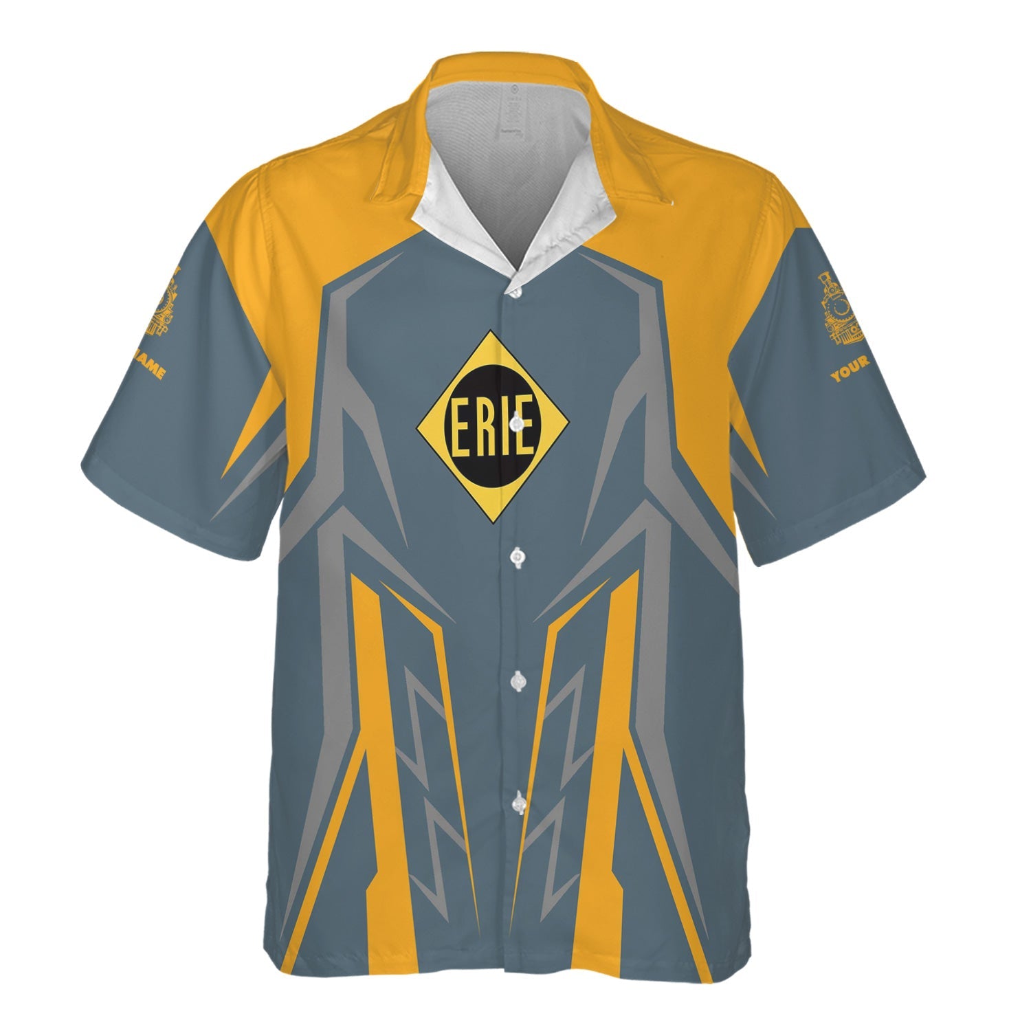 Railspirit Personalized Erie Railroad Hawaiian Shirt Futuristic Design with Custom Job Train Shirt