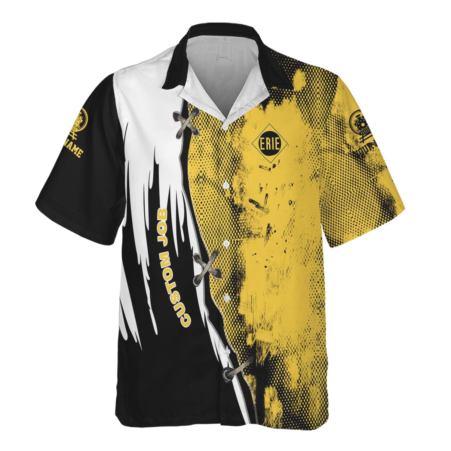 Railspirit Personalized Erie Railroad Hawaiian Shirt Retro Stitches Design with Custom Position Train Shirt