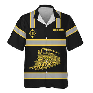 Railspirit Custom Name Erie Railroad Hawaiian Shirt Eat Train Sleep Repeat Printed Train Shirt